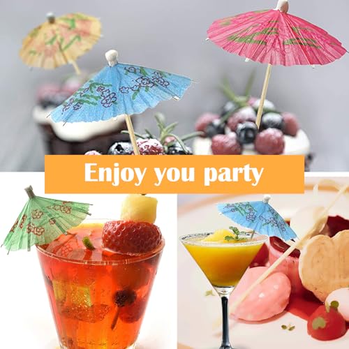 Image of DNY 25 Pcs Cocktail Umbrellas for Drinks - Colorful Paper Parasols for Party Decorations, Tiki Bar, Luau, Summer, Beach, Hawaiian Theme, Birthdays, and Tropical Cocktails