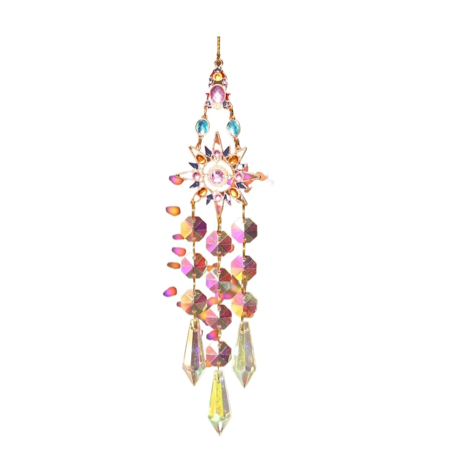 Ppqiru Style04 2Pcs Sunshine Catcher Pendant Colorful Crystal Light And Shadow Rainbow Wind Chime Accessories Room Decoration For Decoration(Style04)