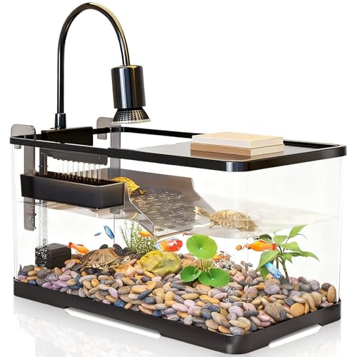 (Tank + Light +Pump + Filter Balls) Turtle Tank Kit, Turtle Tank Starter Kit,Bottom Drainage,...