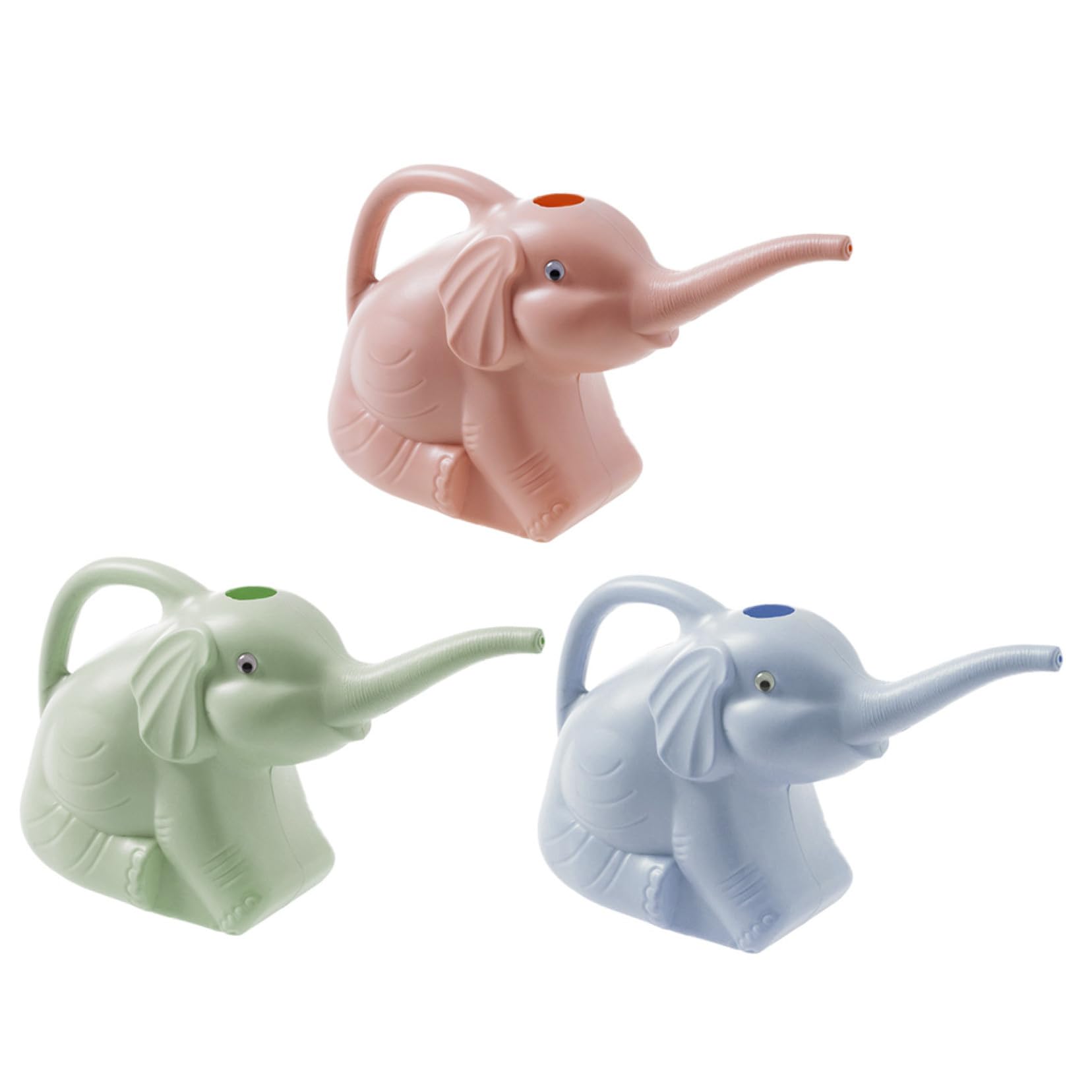 SOIMISS Regadera para Flores de Jardín Forma de Elefante, Juego de 3 Piezas PVC Colores Surtidos, Boca Larga para Riego Interior y Exterior, Herramienta Práctica para Color Aleatorio