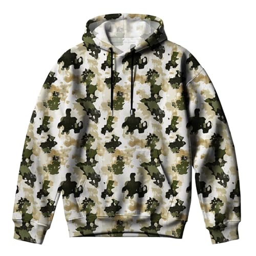 Sudadera beige con capucha para hombre talla L y estampado de ganso 5