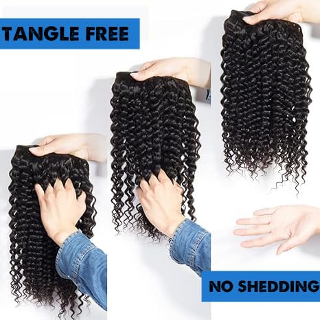 Miniatura 4 de Paquetes de cabello humano 12A de 16, 18, 20 pulgadas, rizado de onda profunda, paquetes de cabello humano virgen, extensiones de cabello, color