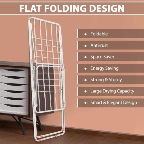 Image of H Houseware Stainless Steel Foldable Clothes Drying Stand (162 x 47 x 83 cm) | Heavy Duty Rust Resistant Laundry Drying Rack | Portable Indoor Outdoor Cloth Drying Stand(Butterfly)
