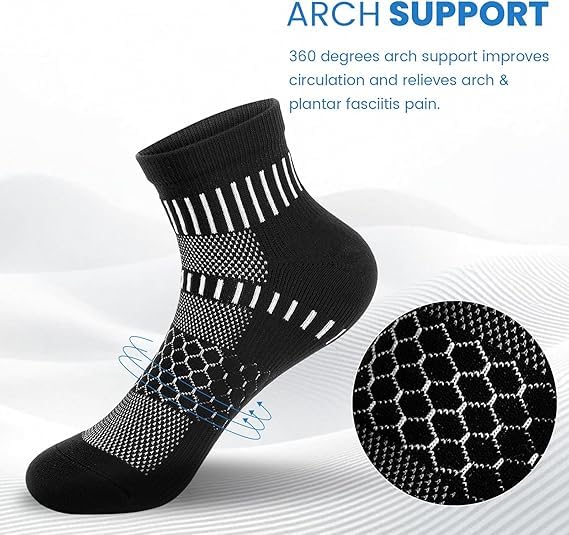 IRAMY Ankle Compression Socks for Women Men Cushioned Athletic Running Socks Plantar Fasciitis Relief 3 Pairs by IRAMY - Used condition - Image 2