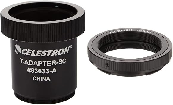 Celestron T-Adapter with SCT 5, 6, 8 with 9.25, 11, 14, Black 93633-A & 93402 T-Ring for Nikon Camera Attachment