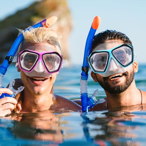 Fabbay 2 Pcs Adult Swimming Goggles with Nose Cover Diving Mask Elastic Strap Anti Fog Swim Snorkel Masks Wide View for Men Women Summer Diving Snorkeling Swimming(Pink, Blue) by Fabbay - Image 6