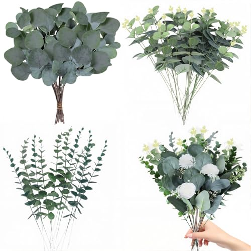 BDHYYM 30 Pcs Ramas Eucalipto Artificial, Eucalipto Preservado, Flores Secas Decoracion, Flores Artificiales Decoracion, Ramas Artificiales Decorativas para Bodas, Arreglos Florales, Centros de Mesa