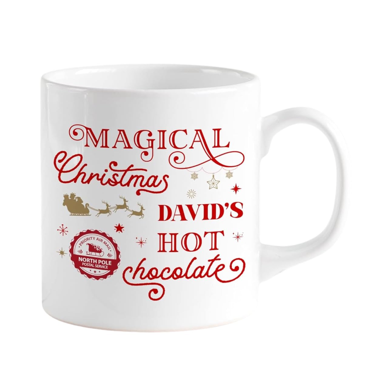 Pomchick Personalised Christmas Hot Chocolate Mug | Gift for Kids | North Pole Mug | Grandchildren Granddaughter Grandson Son Daughter | Hot Cocoa