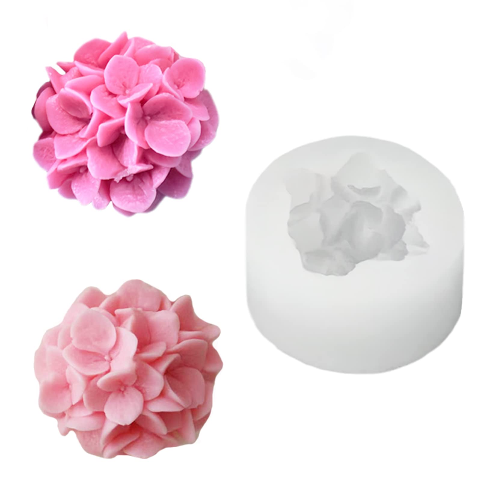 Hydrangea Flower Candle Mold, 3D Flower Handmade Soap Mould for Fondant Handmade Soap Lotion Bar Wax Casting Crayon Cake Ice Cream Clay Cake Decorating(1.5in)-image-40
