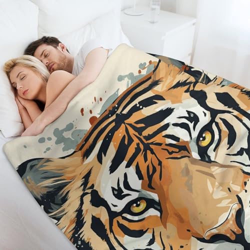 Couverture flanelle tigre plaid doux et confortable lit et voyage - 7