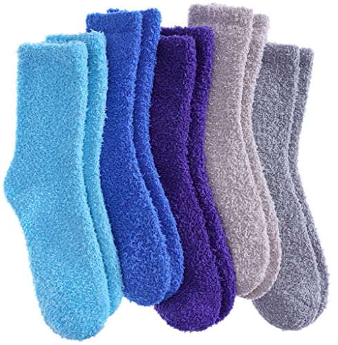 Image of LANLEO 5 /6 Pairs Womens Super Soft Fuzzy Plush Warm Winter Home Sleeping Slipper Socks