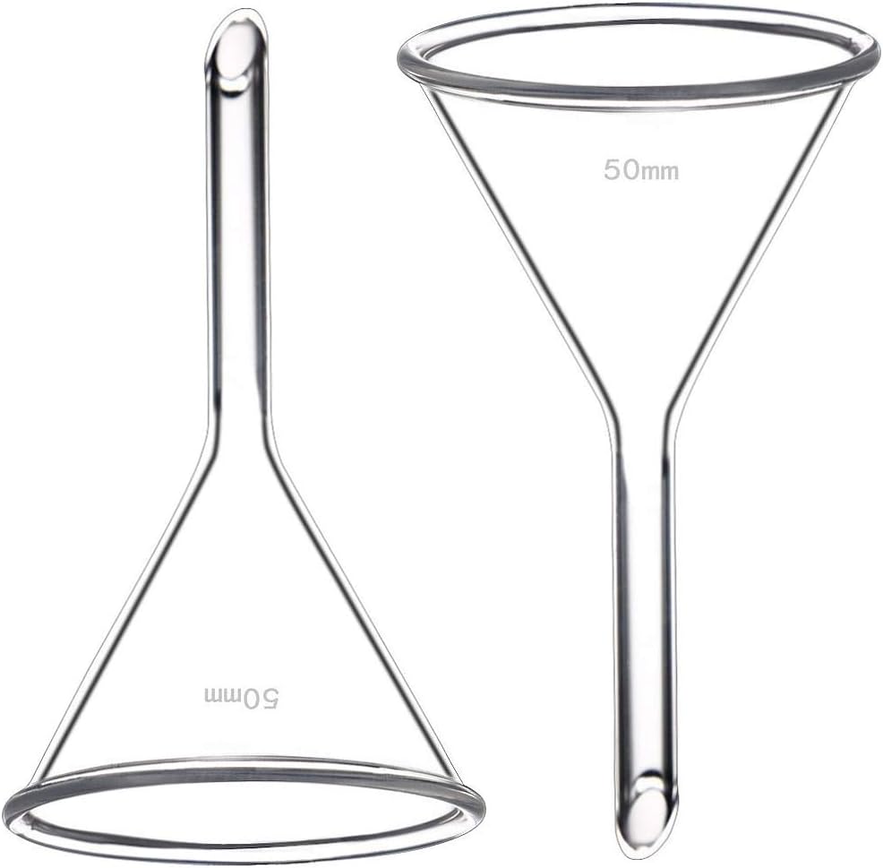 50mm Glass Funnel Short Stem Borosilicate Glass Heavy Wall Karter Scientific 213V10 (2 Pack)