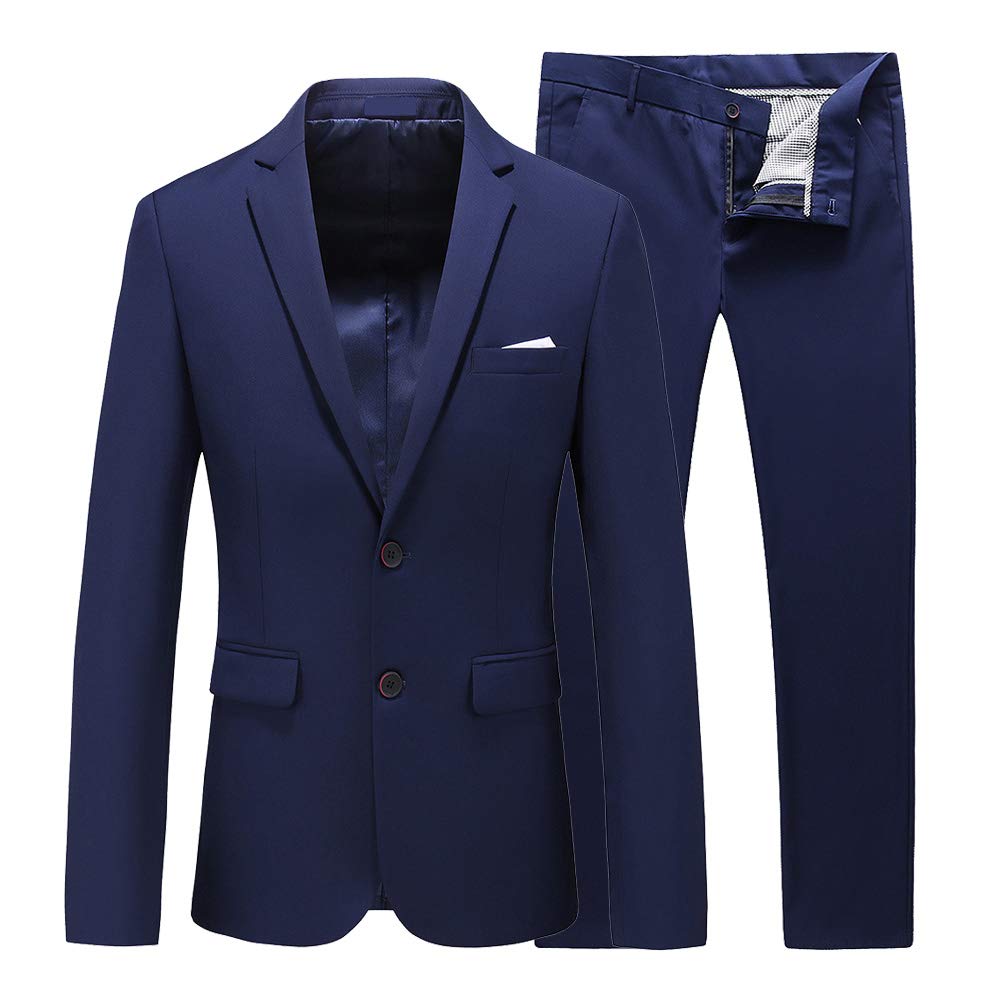 Men's Suit Slim Fit 2 Button 2 Piece Suit Set Solid Blazer Jacket