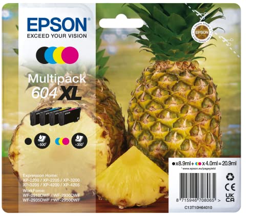 Tinta Original Epson   Multipack 4 Colores 604XL   Cartucho Negro, Cian, Magenta y Amarillo en Tamaño XL