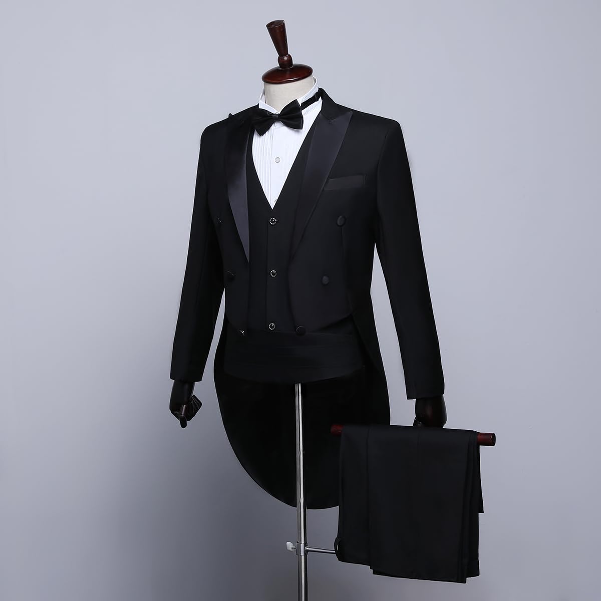 Costume de smoking pour homme - Coupe ajustée - Manteau à queue d'hirondelle - Costume de magicien pour adulte - Costume de magicien - Queue d'hirondelle