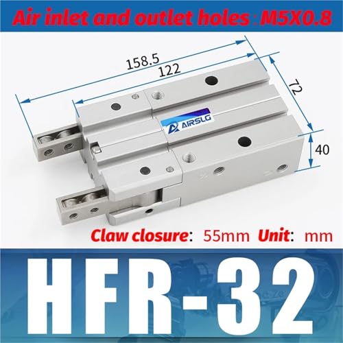 Cylindre pneumatique à ouverture 180° HFR32 avec mécanisme de préhension rotatif