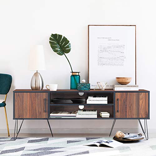 Tangkula Retro Tv Stand With 6 Metal Legs, Modern Entertainment Center For Tvs Up To 65 Inch, Tv Console Table W/ 2 Cable Holes, Adjustable Shelf, Media Storage Cabinet For Living Room, 59 Inch #TOP4