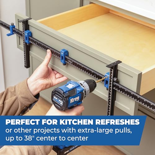 Image of Kreg Cabinet Hardware Jig Pro XL - Flexible Large or Compact Hardware Mounting - Convertible Bar System - Repeatable Stops & Modular Design - KHI-PULLPROXL