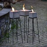  Beske-Manufaktur Betonfeuer inklusive Ständer und Nachfüllwachs  Größe des Betonfeuers wählbar  Gartenfackel Feuerstelle Dauerdocht Outdoor Kerze Tischfeuer  Höhe 60cm