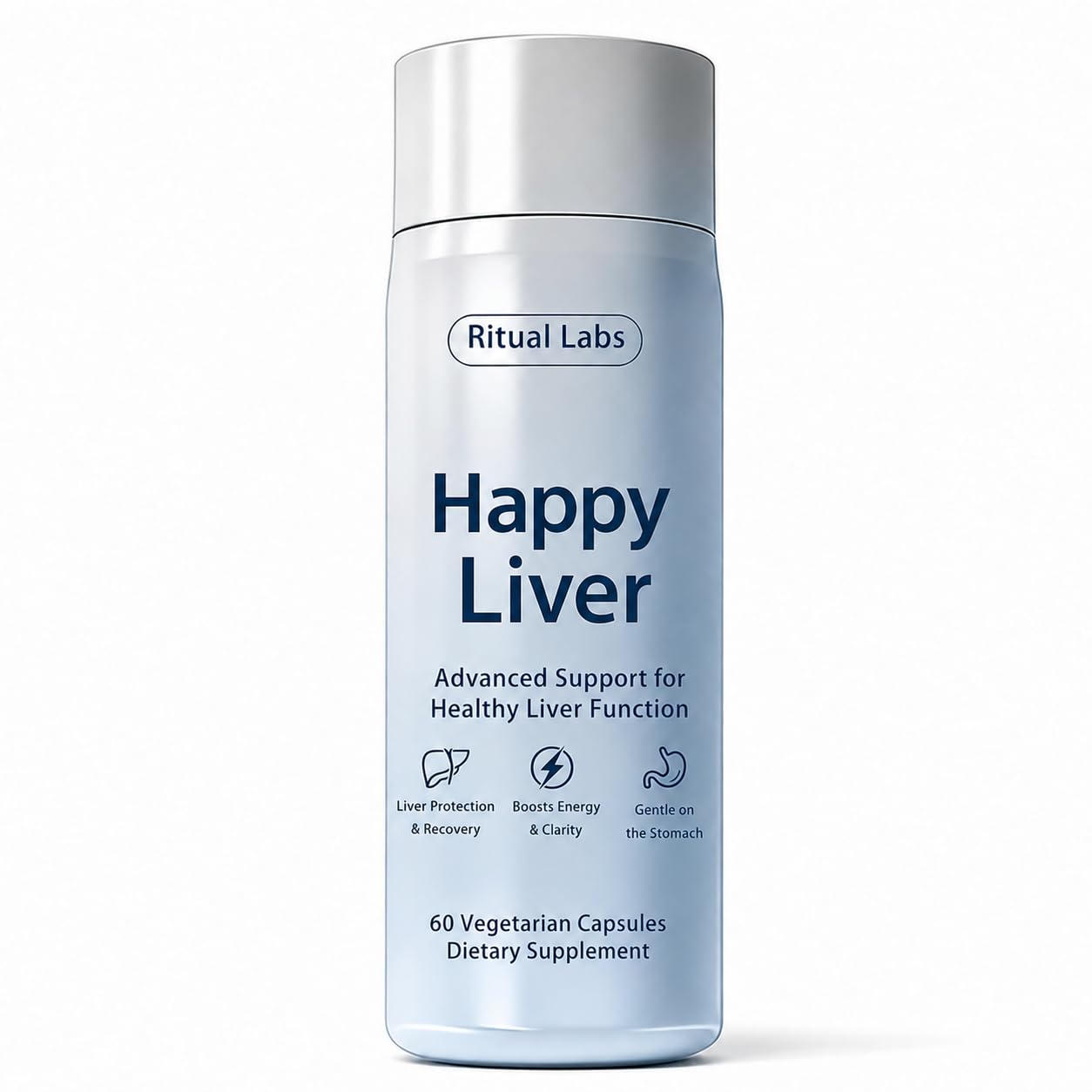 Happy Liver Ritual Labs Support, Supplement with Milk Thistle, NAC & Choline Bitartrate, Non-GMO Capsules, 30-Day Supply 60 Capsules 1pcs