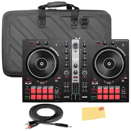 Image of Hercules DJControl Inpulse 300 MK2 2-Channel DJ Controller Bundle with Case, TRS-to-RCA Breakout Cable, and Austin Bazaar Polishing Cloth