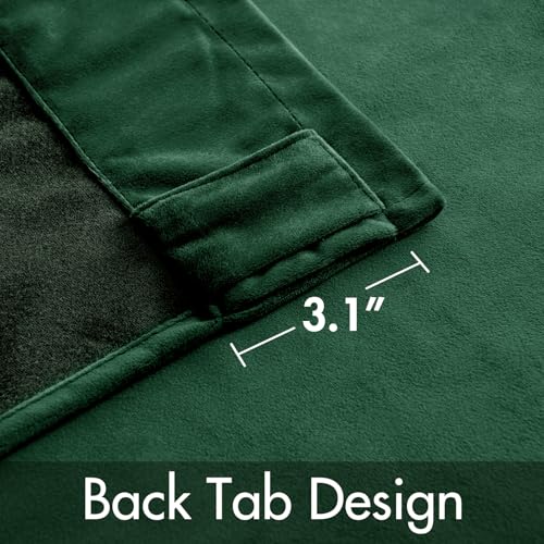 Image of MIULEE Velvet Curtains 52x84 inches 2 Panels Hunter Green Blackout Curtains | Luxury, Bedroom Living Room, Thermal Insulated, Super Soft Window Drapes, Rod Pocket & Back Tab, Christmas Forest Green