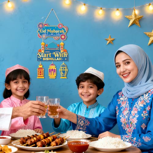 TOARTi Eid Mubarak Wooden Wall Sign - Islamic Home Decor - Image 5