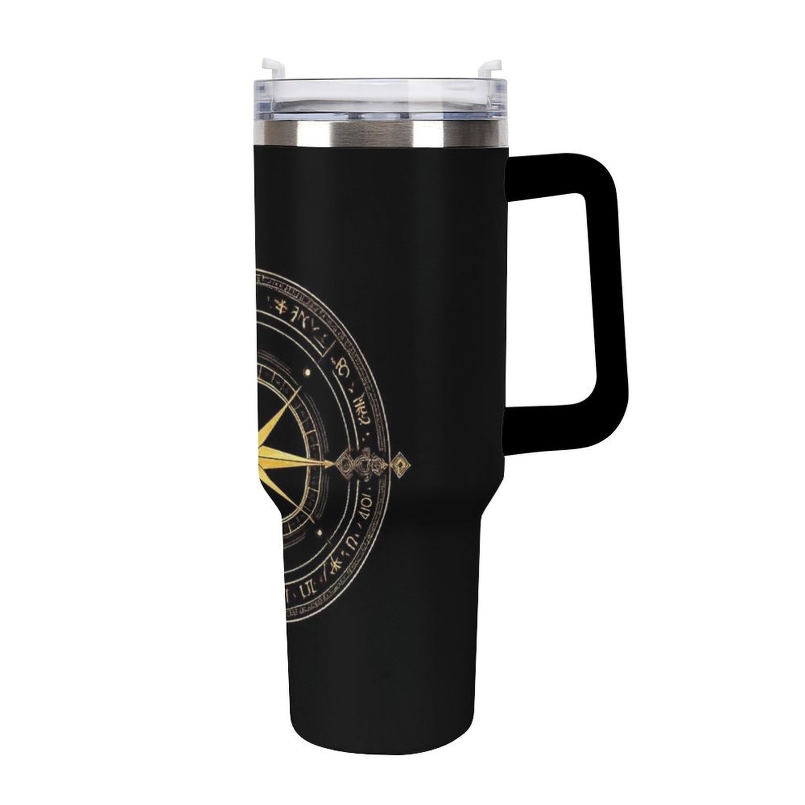Grande tasse à glace tendance isotherme en acier inoxydable avec paille et motif rose des vents