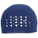 BIBITIME Crochet Beanie Hat Women Lady Summer Vocation Skull Cap Handmade Beret (One Size for Adult, Navy)