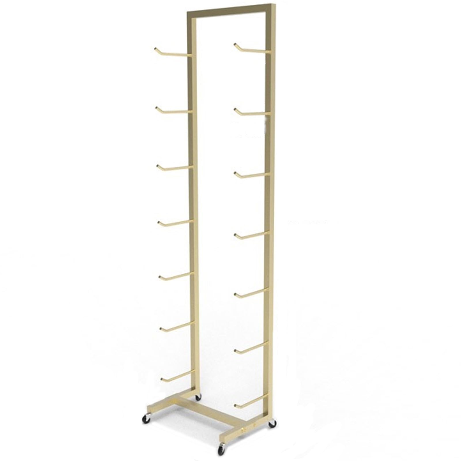 JYHHGDS 7-Tier Yoga Mat Storage Cart with Wheels - Large Metal Organizer for Pilates, Workout Bands & Mats - Floor Standing Rack for Home Gyms & Garage (Gold, 59in High)