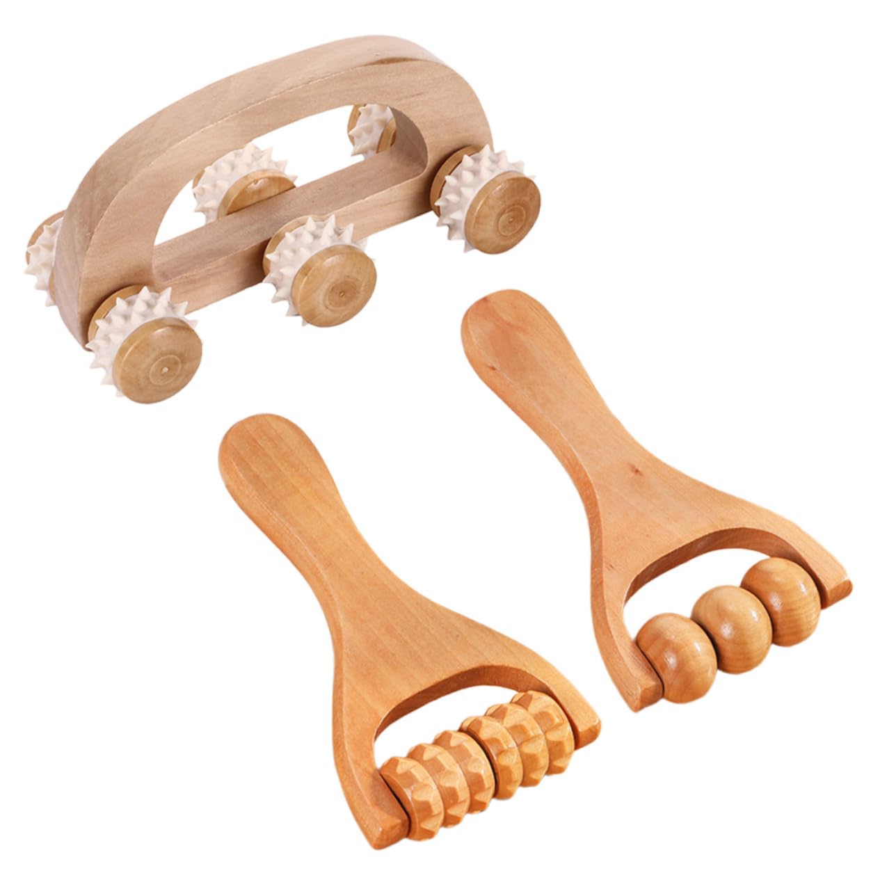 VALICLUD 3 Set Set Massaggiatore Bob Massaggiatore Portatile Piedi Cervicale A Mano Per I Muscoli Manuale Di Legno 3 Pezzi * 3