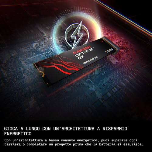 SANDISK Optimus GX 7100 NVMe SSD 2 TB (fino a 7.250/6.900 MB/s velocità di lettura e scrittura sequenziale - Hdd - Immagine 3