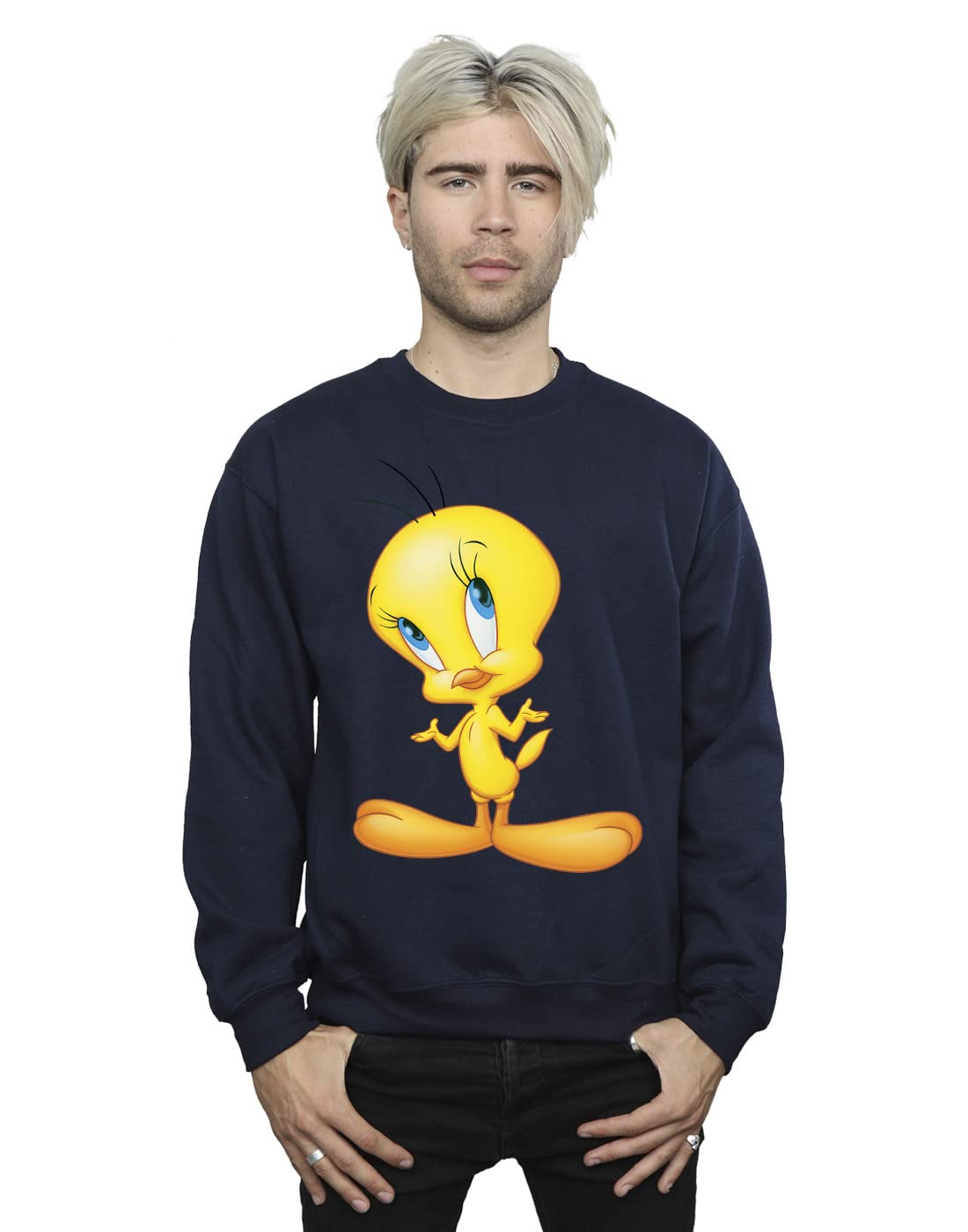 Absolute Cult Men's Navy Blue Looney Tunes Tweety Standing Sweatshirt XXXX-Large