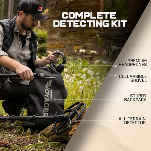 Image of MINELAB X-Terra Voyager All-Terrain Professional Pinpointing Metal Detector for Adults, 4 Detect Modes, Clear Target ID, Backlit Displays, Complete with Waterproof Coil, Headphones, Backpack, Shovel