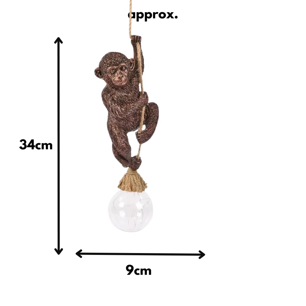 Statue de singe solaire Garden Mile - Lanterne solaire en résine imperméable avec lumières LED - Décoration de jardin et terrasse
