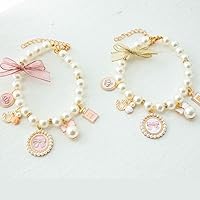 Vista 2 de Collares de perlas para perros, collar de perlas para mascotas, collar de lazo de princesa para perro, collar lindo para cachorros, joyería de gato