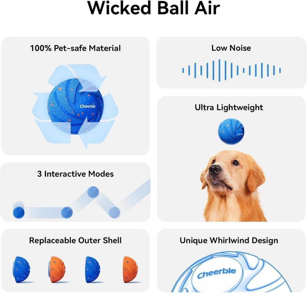 Cheerble Juguete interactivo inteligente para perros, azul, 7 cm