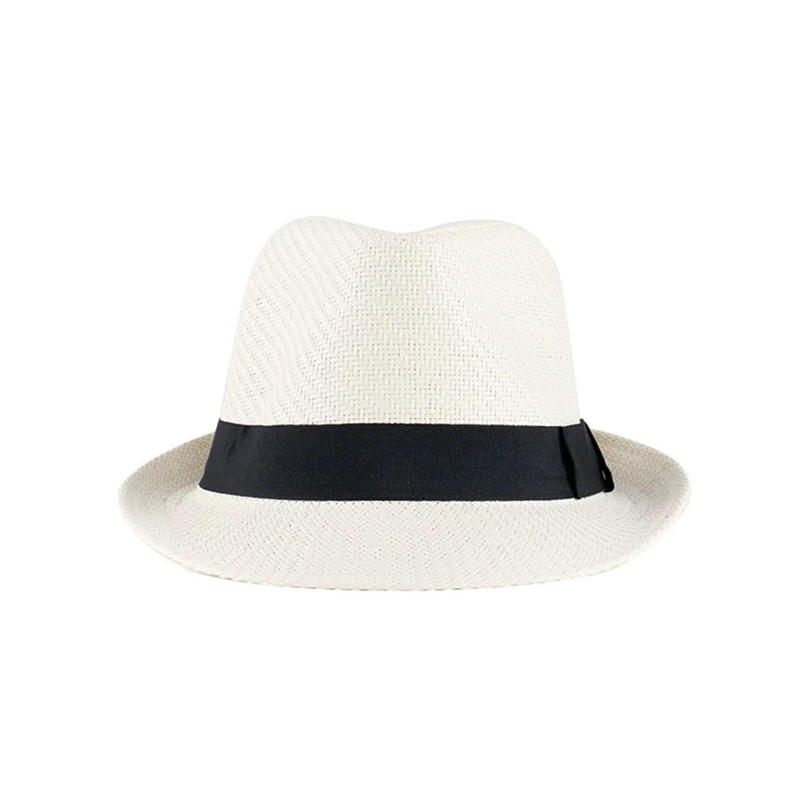 Sombrero Fedora Hombre Sombrero de paja grande for hombre, sombrero bombín, sombrero de paja de verano, sombrero de caballero, sombrero fedora for mujer, sombrero de cabeza grande for mujer(White blue