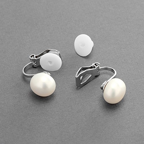 Mariell 9mm Ivory Shell Pearl Clip-On Earrings - Luxurious Freshwater-Look Pearl Button Style Clip Ons 6