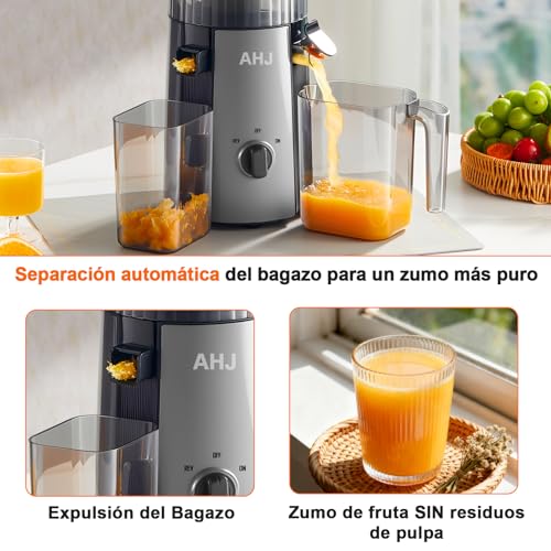 Miniatura 8 de Extractor De Jugo, Exprimidor De Verduras Y Frutas,Slow Juicer Libre De Bpa,Tubo De Alimentación Extra Grande De 135 Mm,Alta Extracción,Fácil De Limpiar Con 2 Vasos, Exprimidor Para Bodas Y Cumpleaños