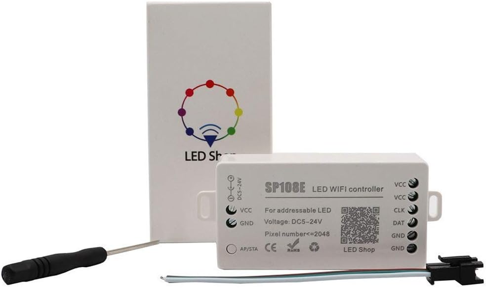 WS2812B WS2811 WS2813 SP107E Music Bluetooth Full Color Controller iOS/Andriod App Control Support Almost All The LED IC Chip Suit for LED Strip,Matrix Panel,Module Buli-in Mic/AUX Input