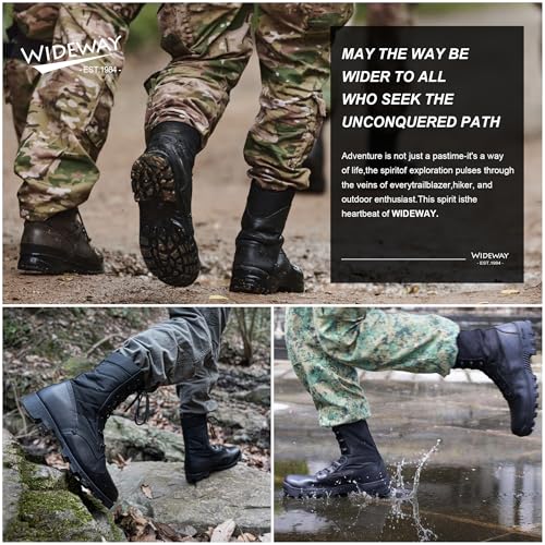 Wideway 12345465646 Men Jungle Boots Black Military Boots Leather Combat Boots Tactical Army Boots Outdoor Hiking Boots thumb #5