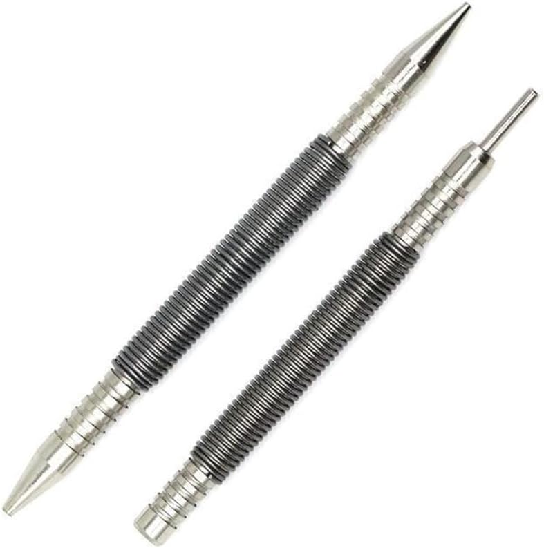 Dual Head Spring Nail Set Tool, Hammerless Carbon Steel Punch for Precise 3500 PSI Force, Easy Hinge Pin Removal and Multi-Surface Use on Wood, Metal, Glass for Construction, Renovation