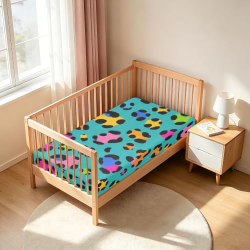 Drap imperméable bébé fini les fuites matelas léopard bleu sarcelle lit - 7