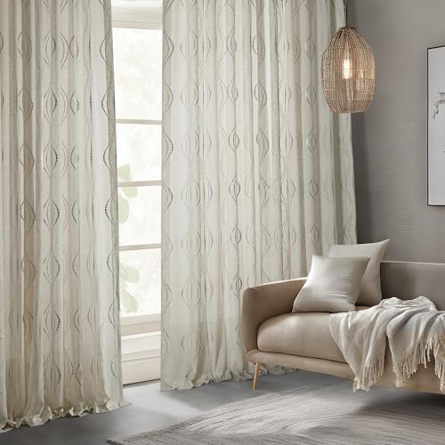 HPD Half Price Drapes Embroidered Linen Sheer Curtains for Living Room 50 X 120 (1 Panel), SHCH-SLWE5294-120, Suez Natural - Image 4
