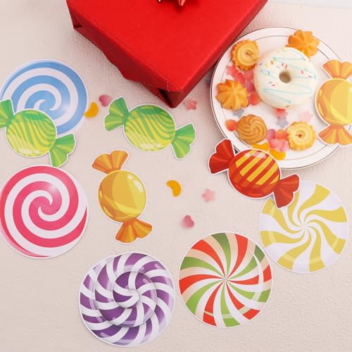 Image of Vuzvuv 90Pcs 5In Candy Paper Cutouts with 180Pcs Glue Points,Candy Cut Outs Bulletin Board Decorations for Birthday Party Theme Decor Supplies