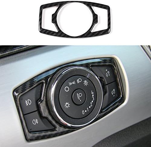 Carbon Fiber Grain Car Head Light Lamp Switch Button Control Cover Trim Frame Sticker for Ford Mustang/F150 2015 2016 2017