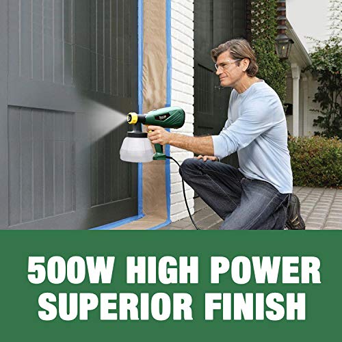 Electric Paint Sprayer 500 Watts Up to 100 DIN-s, TECCPO Spray Gun with 800ml/min HVLP, 1300ml Detachable Container, 3 Copper Nozzles & 3 Spray Patterns, Adjustable Volume Dial for Gardening & Crafts - Thumbnail 6