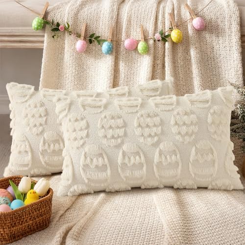 decorUhome Beige Faux Fur Egg Throw Pillow Covers 12x20 Set of 2 — view 5
