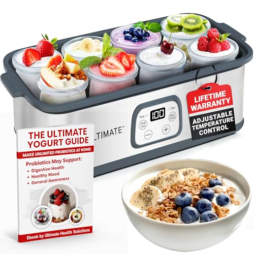 Ultimate Probiotic Yogurt Maker with Adjustable Temperature & Time Control - Make Trillions of Live...